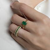Fancy Yellow Diamond and Emerald Half Band Ring