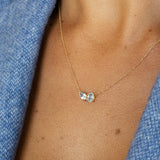 Topaz and Diamond Drop Pendant Necklace