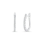 18K Solid White Gold Diamond Hoops