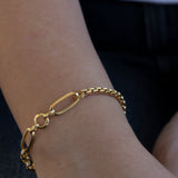 18K Solid Yellow Gold Mixed Link Bracelet