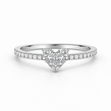 18K  White Solid Gold Diamond Heart Ring