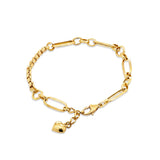 18K Solid Yellow Gold Mixed Link Bracelet