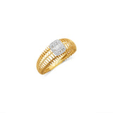 18K Solid Yellow & White Gold Topaz & Diamond Ring