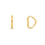 18K Solid Yellow Gold Heart Hoop Earrings