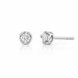 18K Solid White Gold Round Natural Diamond Stud Earrings