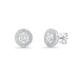 18K Solid White Gold Diamond Stud Earrings
