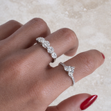 18K Solid White Gold Diamond Cluster Statement Ring