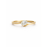 18K Yellow Gold Slanted Pinky Diamond Ring