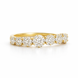 18K Solid Yellow Gold Floral Cluster Diamond Ring