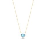 18K Solid Yellow Gold Blue Topaz & Diamond Necklace