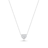 18K Solid White Gold Diamond Heart Pendant