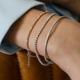 18K Solid Gold Diamond-Cut White & Rose Gold Beaded Bracelet