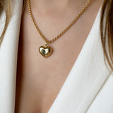 18K Yellow Gold Bold Hollow Heart Pendant
