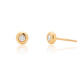 18K Solid Yellow Gold Natural Diamond Stud Earrings
