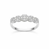 18K Solid White Gold Diamond Cluster Statement Ring