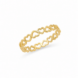 18K Solid Yellow Gold Delicate Heart Band Ring