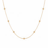 18K Solid Yellow Gold Beaded Chain Necklace