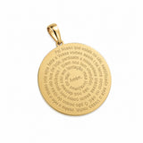 18K Solid Yellow Gold Lord’s Prayer Medallion Pendant