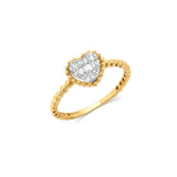 18K Solid Yellow Gold Heart Diamond Ring