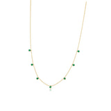 18k Solid Yellow Gold Dangling Emerald Necklace