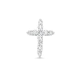 18K Solid White Gold Diamond Cross Pendant