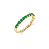 18K Solid Yellow Gold Emerald Half Eternity Ring