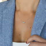 Topaz and Diamond Drop Pendant Necklace