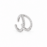 18K Solid White Gold Diamond Earclip Earrings