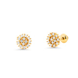 18K Solid Yellow Gold Diamonds Micro Stud Earrings