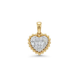 18K Solid Yellow Gold Diamond Heart Pendant