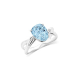 18K Solid White Gold Sky Blue Topaz Ring