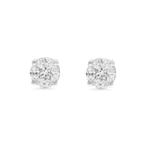 18K Solid White Gold Natural Diamond Stud Earrings