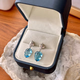 18k White Gold Blue Topaz Drop Earring