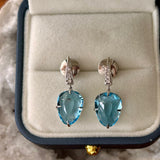 18k White Gold Blue Topaz Drop Earring