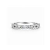 18K Solid White Gold Double Row Diamond Ring