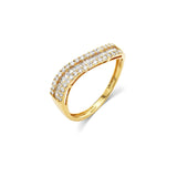 18K Solid Yellow Wave Diamond Ring