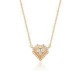 18K Solid Yellow Gold Diamond Heart Necklace