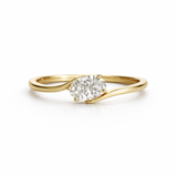 18K Yellow Gold Slanted Solitaire Diamond Ring