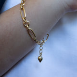 18K Solid Yellow Gold Mixed Link Bracelet