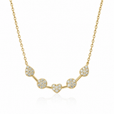 18K Solid Gold Natural Diamond Station Necklace