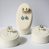 18K Yellow Gold Blue Topaz Drop Earrings