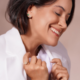 18K Solid Yellow Gold Oval Emerald Stud Earrings