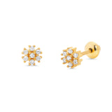 18K Solid Yellow Gold Diamond Mini Stud Earrings