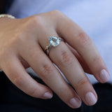 18K Solid White Gold Sky Blue Topaz Ring