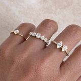 18K Solid Yellow Gold Floral Cluster Diamond Ring