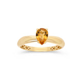 Pear-Shaped Citrine Solitaire Ring