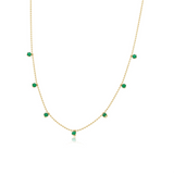 18k Solid Yellow Gold Dangling Emerald Necklace