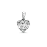 18K Solid White Gold Diamond Heart Pendant