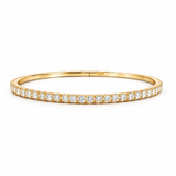18K Solid Yellow Gold Flexible Full Diamond Bangle Bracelet