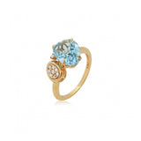 Blue Topaz & Diamond Filigree Finish Ring